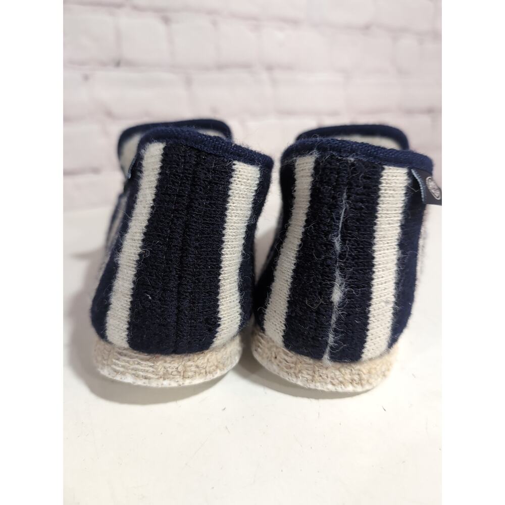 ARMOR-LUX Wool Slippers 38 US 7-8 Womens Natural Navy Stripe Indoor Outdoor - Picture 7 of 10